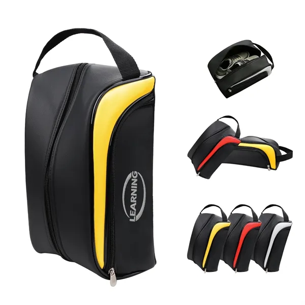 PU Leather Golf Shoe Bag Portable Carrier