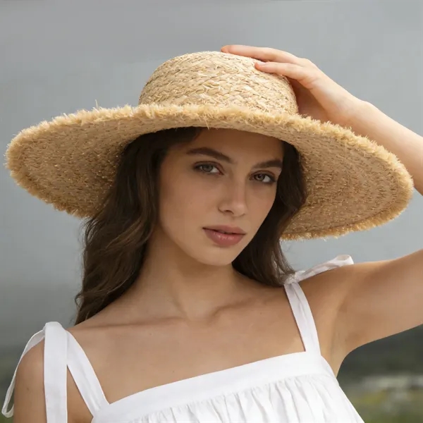 Natural Raffia Wide Brim Straw Sun Hat