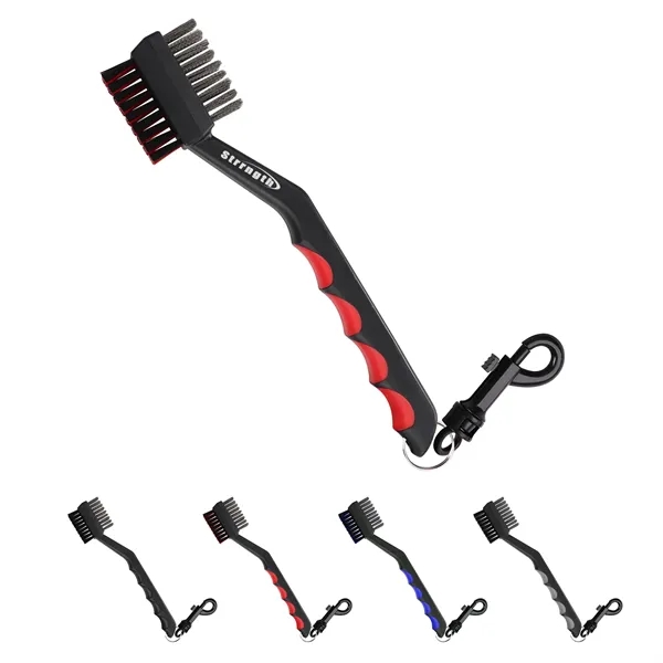Double Side Golf Club Brush Groove Cleaner W/ Carabiner