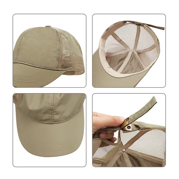 6 Panel Quick Dry Trucker Hat Mesh Back Baseball Cap