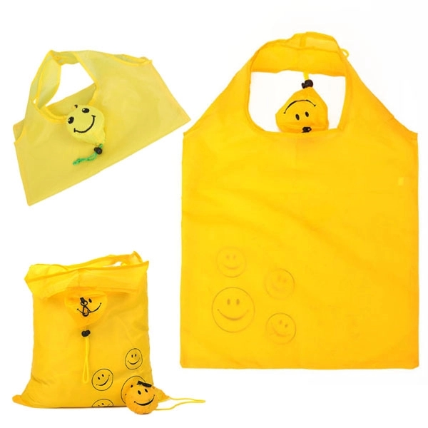 Smile Face Foldable Shopping Tote Bag - Smile Face Foldable Shopping Tote Bag - Image 1 of 6