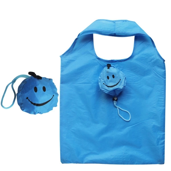 Smile Face Foldable Shopping Tote Bag - Smile Face Foldable Shopping Tote Bag - Image 2 of 6