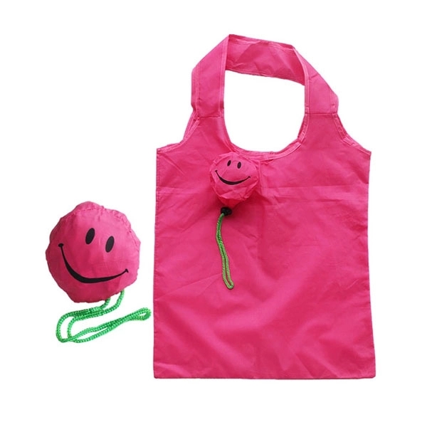 Smile Face Foldable Shopping Tote Bag - Smile Face Foldable Shopping Tote Bag - Image 3 of 6
