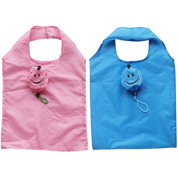 Smile Face Foldable Shopping Tote Bag - Smile Face Foldable Shopping Tote Bag - Image 5 of 6