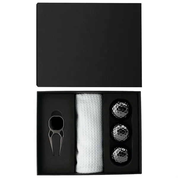 Premium Golf Gift Presentation Box -Ball, Divot Tool & Towel