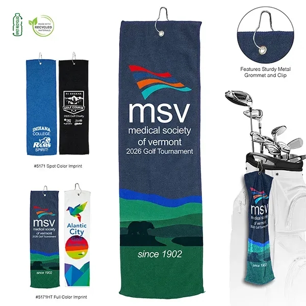 6"W x 22"H Golf Towel with Clip - "SLIMMER"