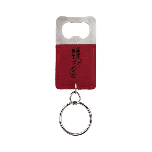Leatherette Rectangle Bottle Opener Keychain