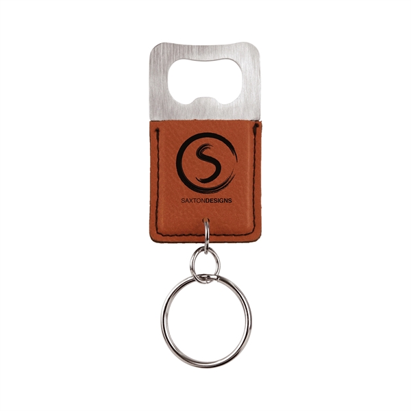 Leatherette Rectangle Bottle Opener Keychain