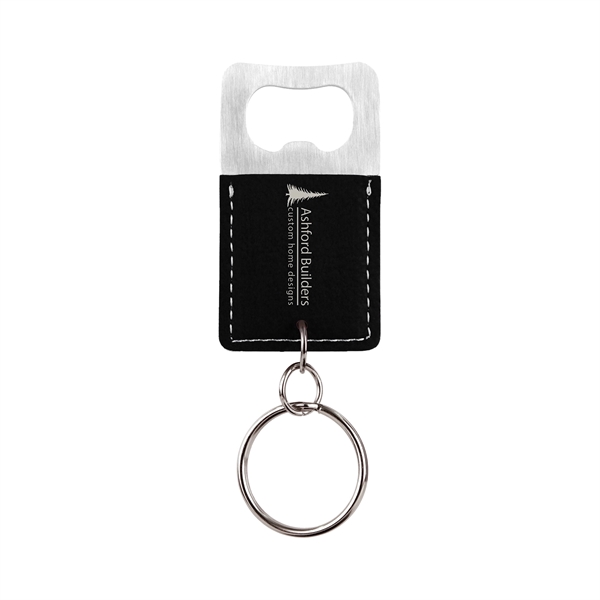 Leatherette Rectangle Bottle Opener Keychain