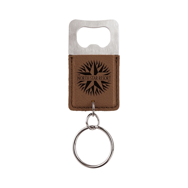 Leatherette Rectangle Bottle Opener Keychain