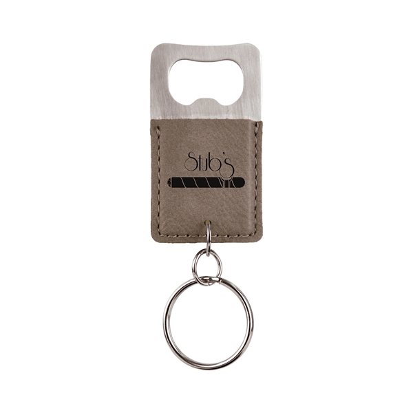 Leatherette Rectangle Bottle Opener Keychain