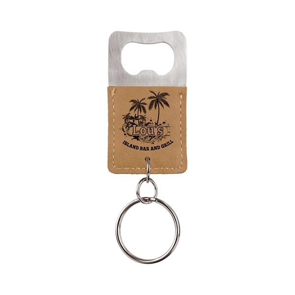 Leatherette Rectangle Bottle Opener Keychain
