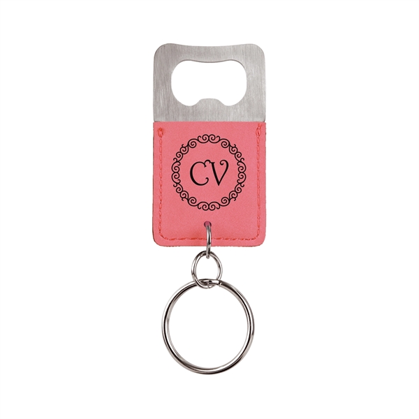 Leatherette Rectangle Bottle Opener Keychain