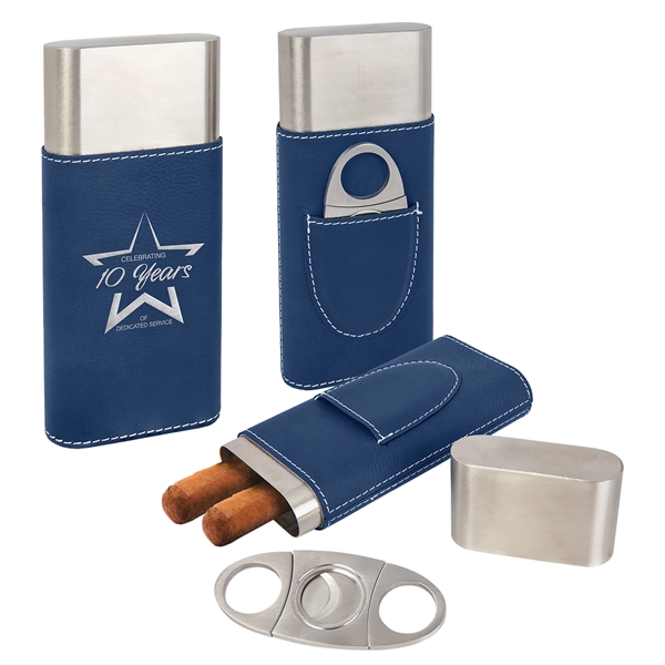 Leatherette Cigar Case with Cutter - Leatherette Cigar Case with Cutter - Image 0 of 6