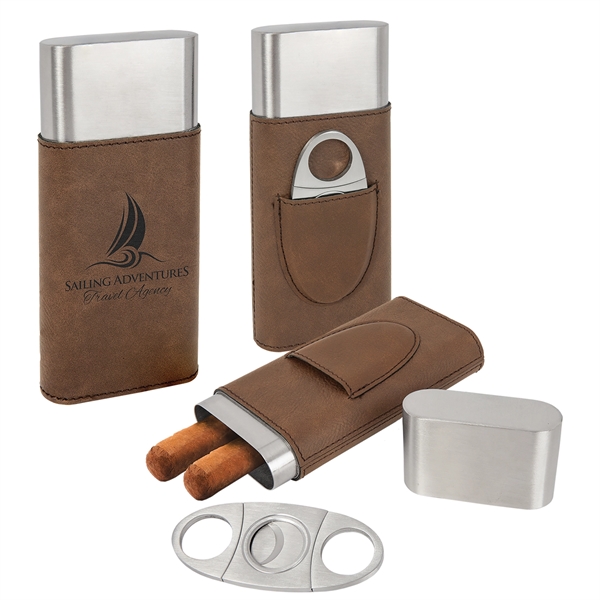 Leatherette Cigar Case with Cutter - Leatherette Cigar Case with Cutter - Image 2 of 6