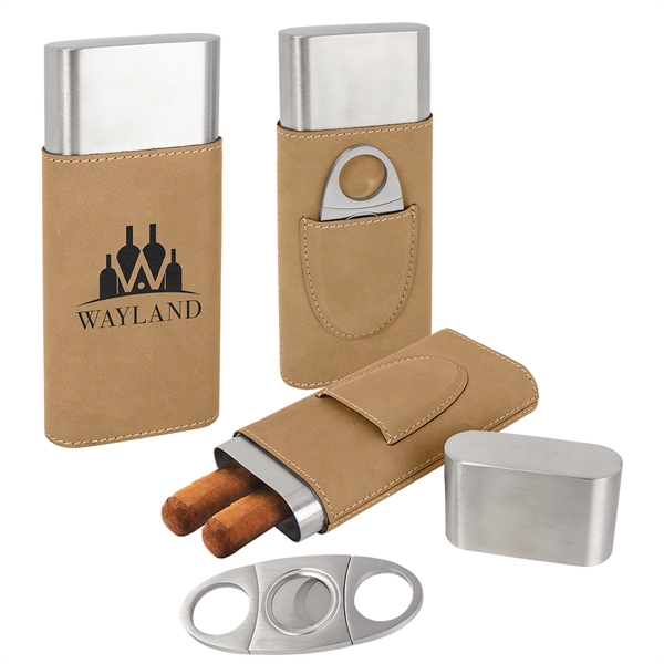 Leatherette Cigar Case with Cutter - Leatherette Cigar Case with Cutter - Image 4 of 6