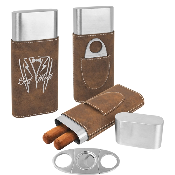 Leatherette Cigar Case with Cutter - Leatherette Cigar Case with Cutter - Image 5 of 6