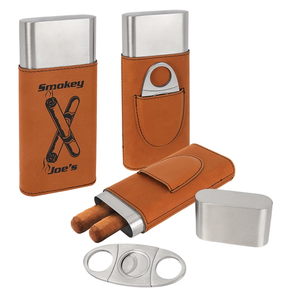 Leatherette Cigar Case with Cutter - Leatherette Cigar Case with Cutter - Image 6 of 6