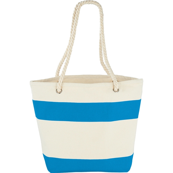 Capri Stripes 12oz Cotton Canvas Shopper Tote - Capri Stripes 12oz Cotton Canvas Shopper Tote - Image 1 of 16