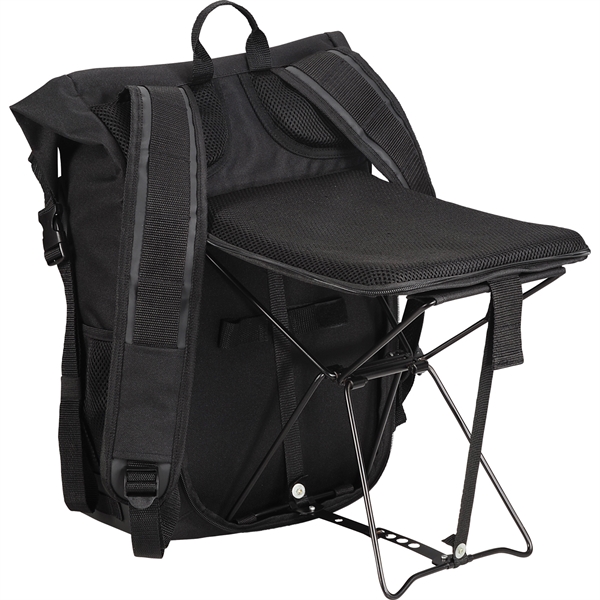 Backpack with store chair built in