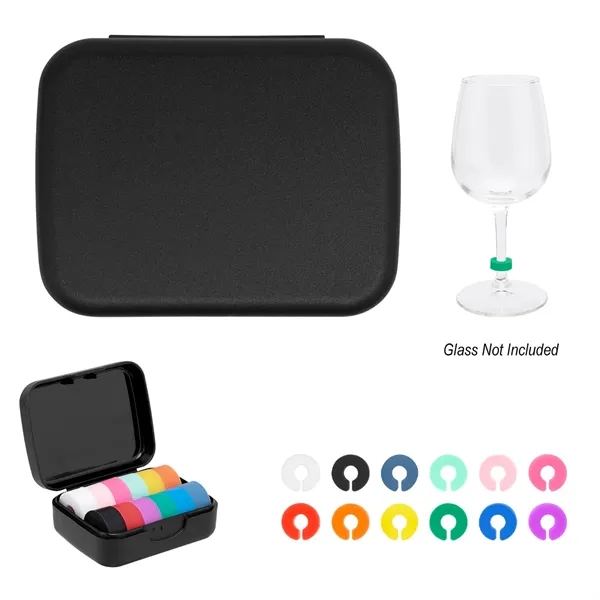 Custom Silicone Wine Glass Markers In Recycled Case