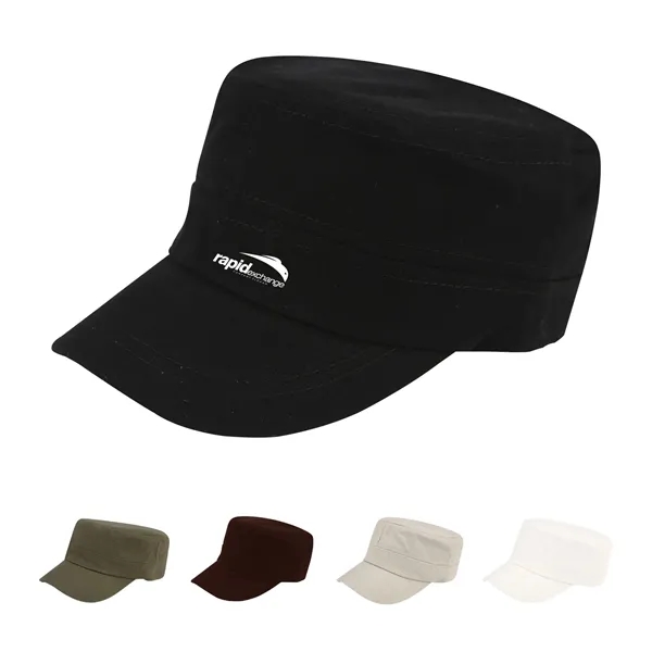 Polyester Unisex Flat Top Cap Military Hat