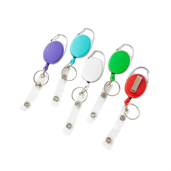 Oval Retractable Badge Reel W/ Belt Clip&Key Ring