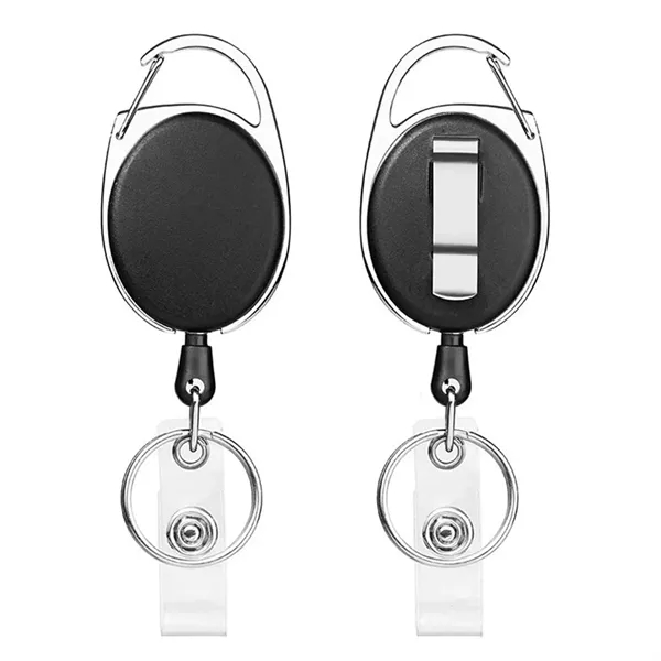 Oval Retractable Badge Reel W/ Belt Clip&Key Ring