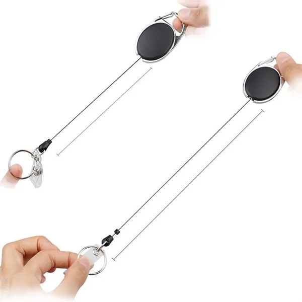 Oval Retractable Badge Reel W/ Belt Clip&Key Ring