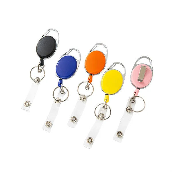 Oval Retractable Badge Reel W/ Belt Clip&Key Ring