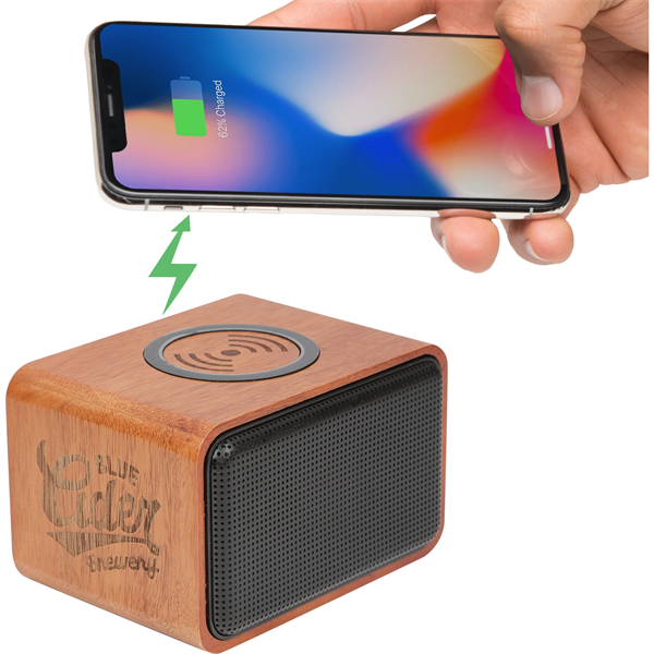 Wood Bluetooth Speaker with Wireless Charging Pad - Wood Bluetooth Speaker with Wireless Charging Pad - Image 0 of 10