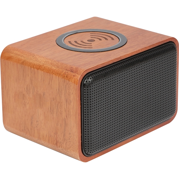 Wood Bluetooth Speaker with Wireless Charging Pad - Wood Bluetooth Speaker with Wireless Charging Pad - Image 2 of 10