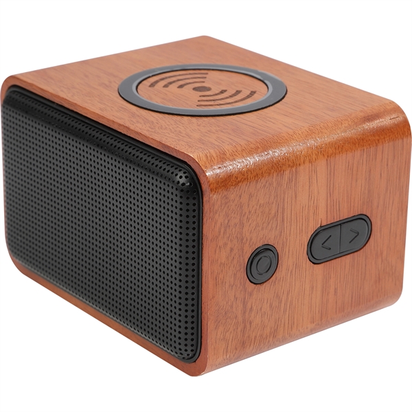 Wood Bluetooth Speaker with Wireless Charging Pad - Wood Bluetooth Speaker with Wireless Charging Pad - Image 3 of 10