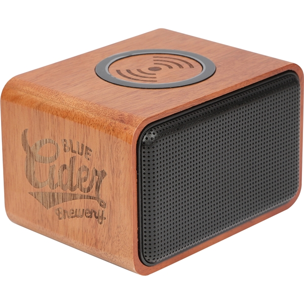 Wood Bluetooth Speaker with Wireless Charging Pad - Wood Bluetooth Speaker with Wireless Charging Pad - Image 4 of 10