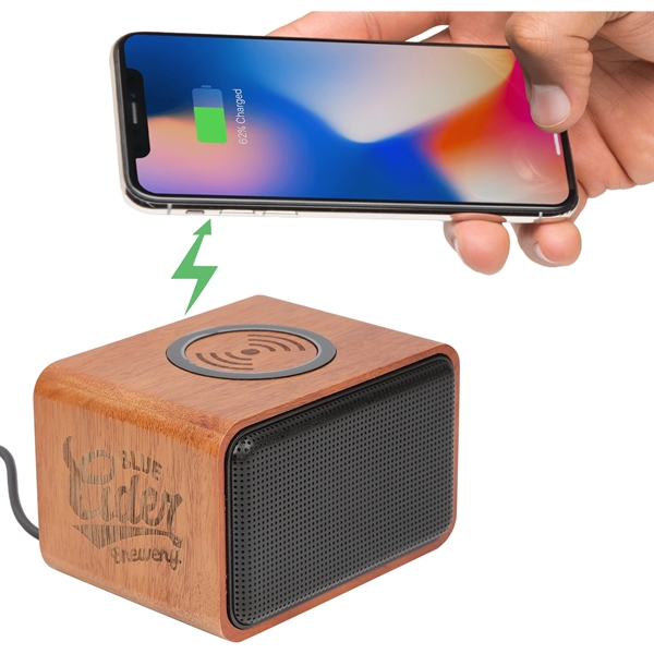 Wood Bluetooth Speaker with Wireless Charging Pad - Wood Bluetooth Speaker with Wireless Charging Pad - Image 5 of 10