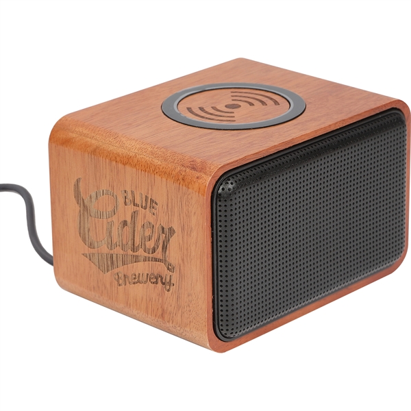 Wood Bluetooth Speaker with Wireless Charging Pad - Wood Bluetooth Speaker with Wireless Charging Pad - Image 6 of 10