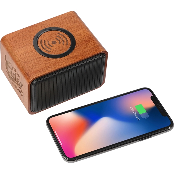 Wood Bluetooth Speaker with Wireless Charging Pad - Wood Bluetooth Speaker with Wireless Charging Pad - Image 7 of 10