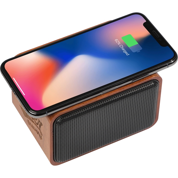 Wood Bluetooth Speaker with Wireless Charging Pad - Wood Bluetooth Speaker with Wireless Charging Pad - Image 8 of 10