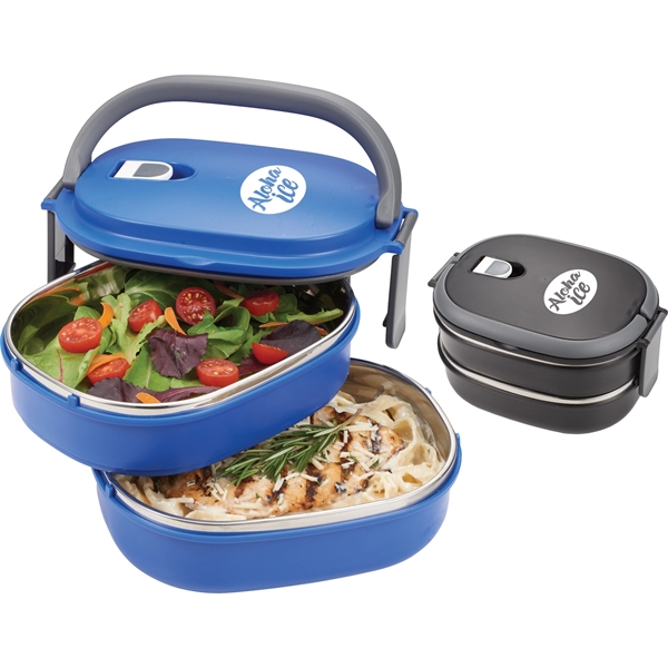 Two Tier Insulated Oval Lunch Box Food Container