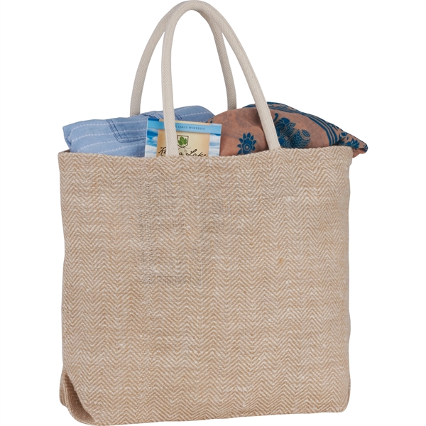 Herringbone Jute Tote - Herringbone Jute Tote - Image 7 of 19