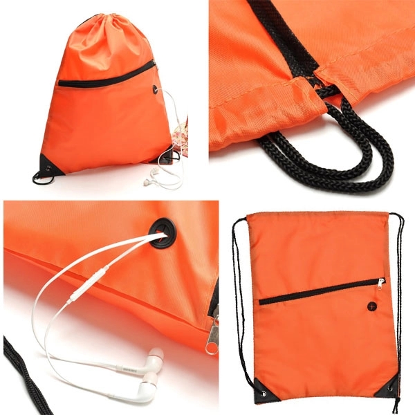 Headphone Slot Drawstring Polyester Bags - Headphone Slot Drawstring Polyester Bags - Image 11 of 14