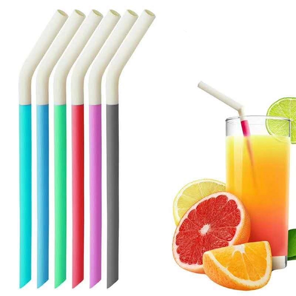 Reusable Duotone Bent Silicone Straw - Reusable Duotone Bent Silicone Straw - Image 0 of 2