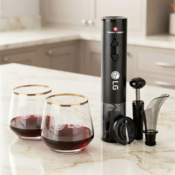 Swiss Force® Opener Set & Tucson Gold Rim Stemless Wine