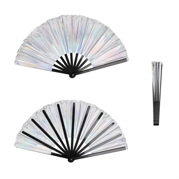 13" Holographic Iridescent Folding Hand Fans