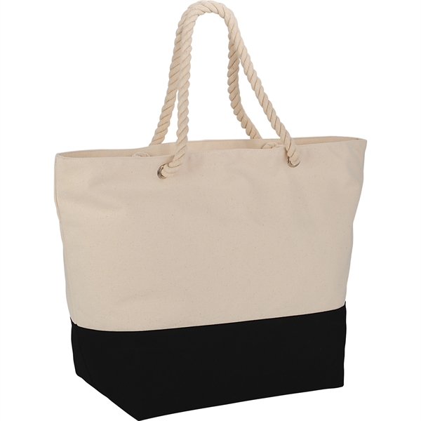 Zippered 12oz Cotton Canvas Rope Tote - Zippered 12oz Cotton Canvas Rope Tote - Image 1 of 23