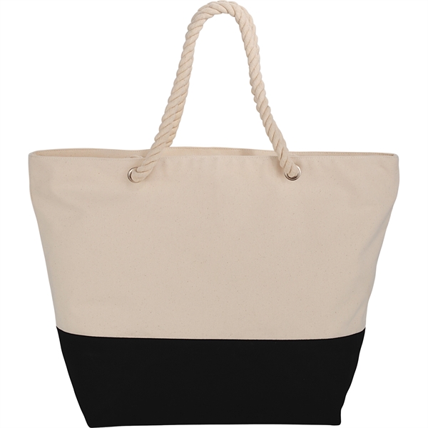 Zippered 12oz Cotton Canvas Rope Tote - Zippered 12oz Cotton Canvas Rope Tote - Image 2 of 23