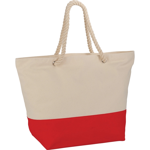 Zippered 12oz Cotton Canvas Rope Tote - Zippered 12oz Cotton Canvas Rope Tote - Image 10 of 23