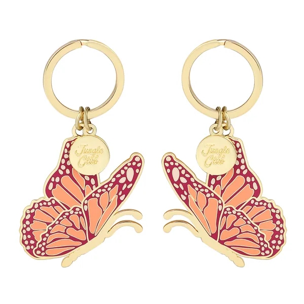 Die Struck Zinc Soft Enamel Butterfly Shape Keychain