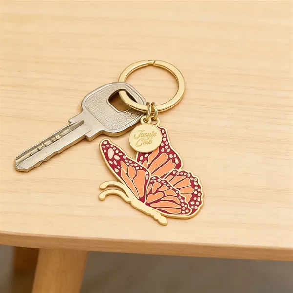 Die Struck Zinc Soft Enamel Butterfly Shape Keychain
