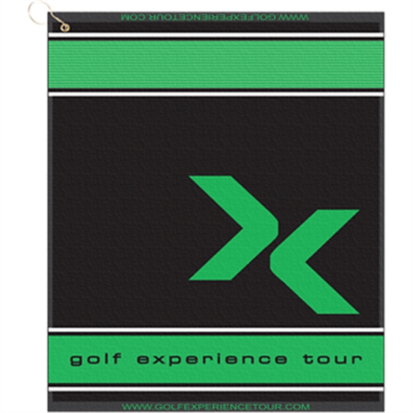 16" X 19" Designer Woven Golf Towel With Scrubbers